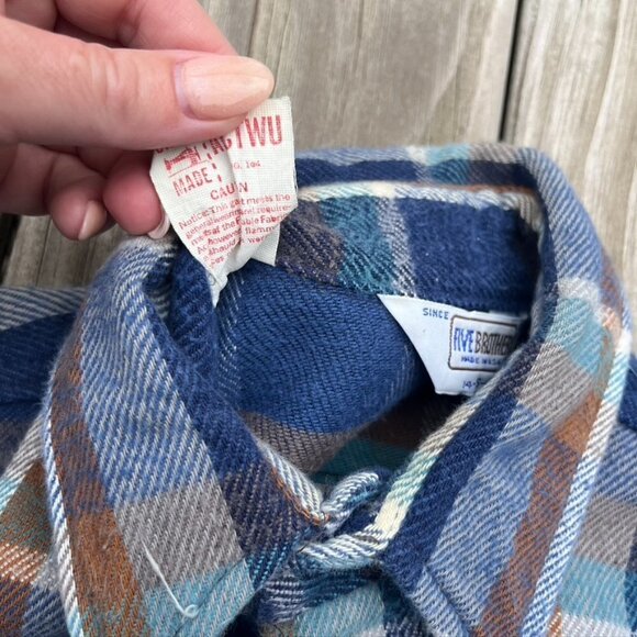 ** Five Brother 1970's Vintage Union Made Plaid Flannel Button Shirt Small - Picture 11 of 11